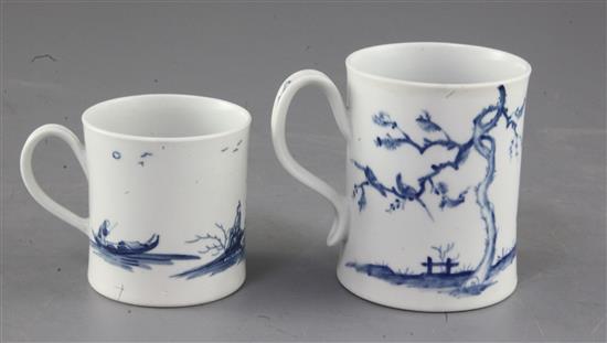 A Worcester Walk in the Garden pattern mug and a smaller Gazebo pattern mug, 8.7cm and 6.5cm high